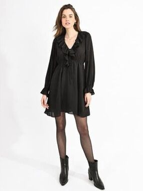 Molly Bracken Marjorie black ruffle dress NWT XS